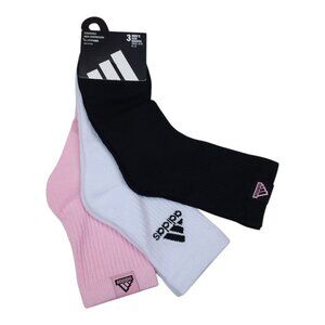 Adidas Mens Cushioned High Quarter Socks 3-Pack Large Shoe Size 6-12